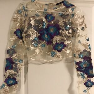 Wild Flowers Crop Top In White